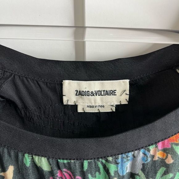 Zadig & Voltaire Toleac Short sleeve silk abstract print top small - Picture 4 of 9